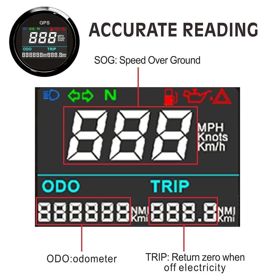 52mm Digital GPS Speedometer Odometer Adjustable Speed Gauge for Car ,Motorcycle - Image 3 of 4