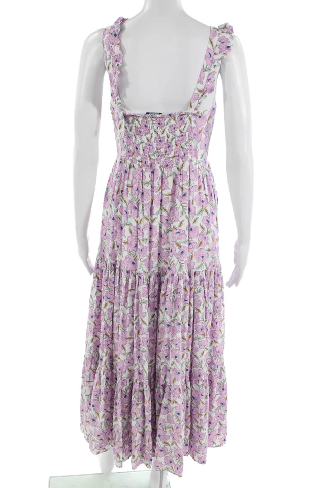 Haute Hippie Women Maxi Sundress Pink Floral Square Neck Rayon Size S - Image 3 of 4