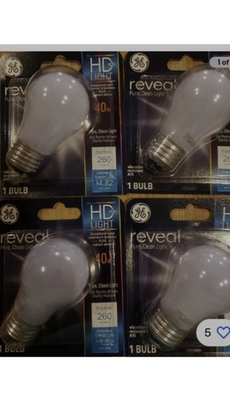 #ad ***Lot of 4*** GE Reveal Bulb 40W HD Light A15 Bulb 2650K 260Lumens Soft Light $12.00