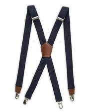 Men's Solid Suspender One Size 1 Textured Navy