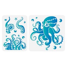 2pcs Octopus Ocean Animal Craft Art Stencils, Tentacles Plastic...