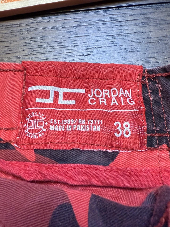 Pantalones Cortos Jordan Craig Carga Para Hombres 38 Rojo Camuflaje Multi Bolsillo Utilidad Ropa de Calle Foto 3 de 4