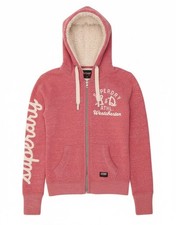 Superdry Womens Graphic Zip Hoodie Sweater UK 10 Small Pink Polyester DU09