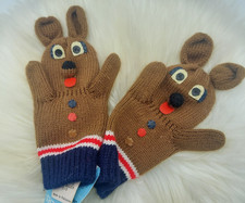 Vintage New Old Stock Cute Teddy Bear Toddler Mittens One Size