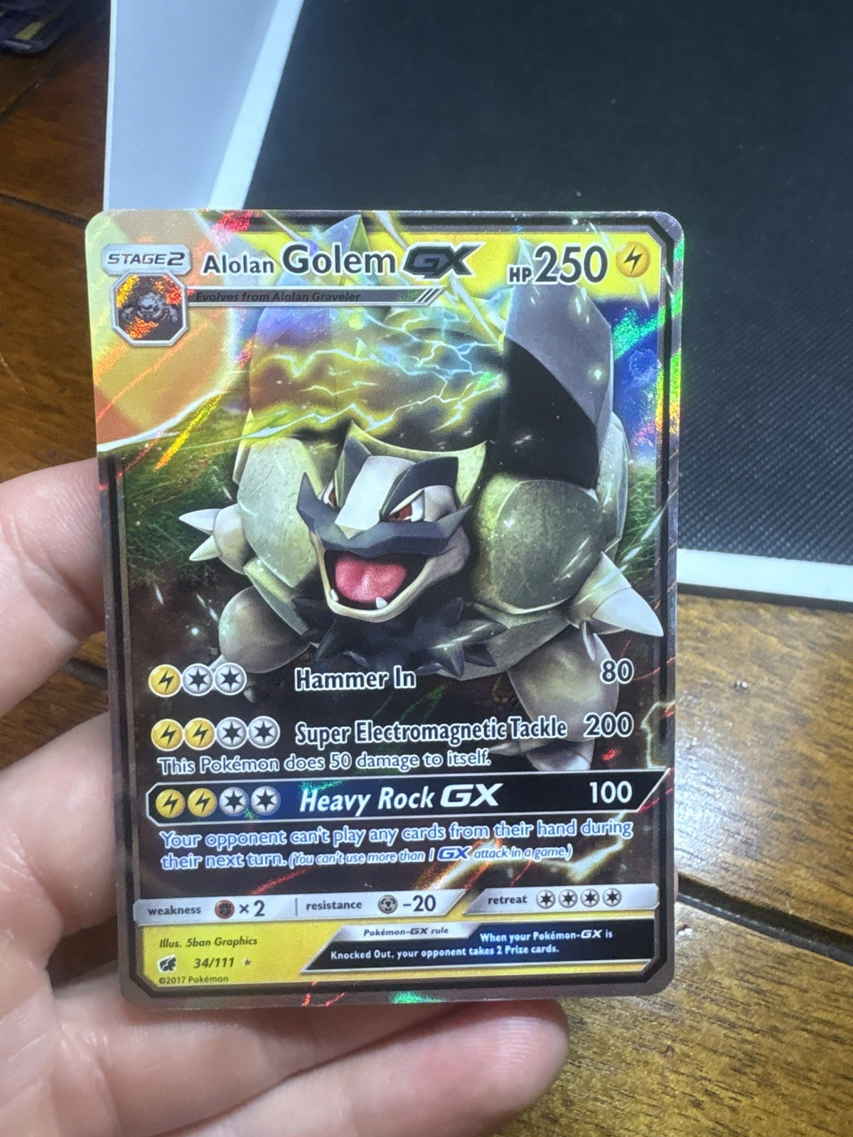Pokemon card TCG - Alolan Golem GX 34/111 Half Art Crimson Invasion