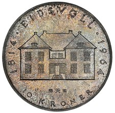 NORWAY 10 Kroner 1964 Silver 0.58oz Original UNC  Constitution Sesquicentennial 