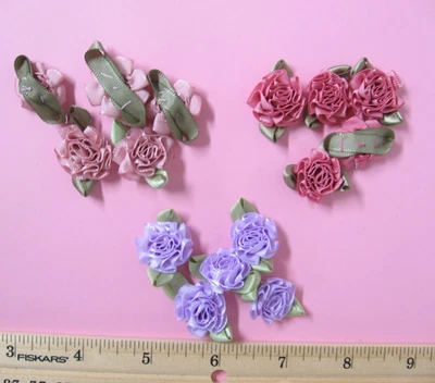 3/4"/1 3/8" Ribbon Carnation Flower Trim 50 pc Pkgs. Mauve, Rose, Lavender - USA - Image 1 of 4
