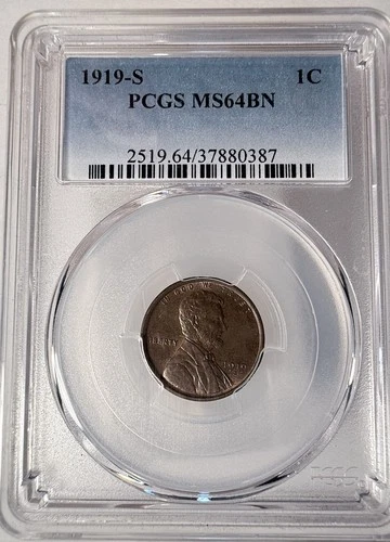 1919-S Lincoln Wheat Cent, MS64BN, PCGS. (13506)