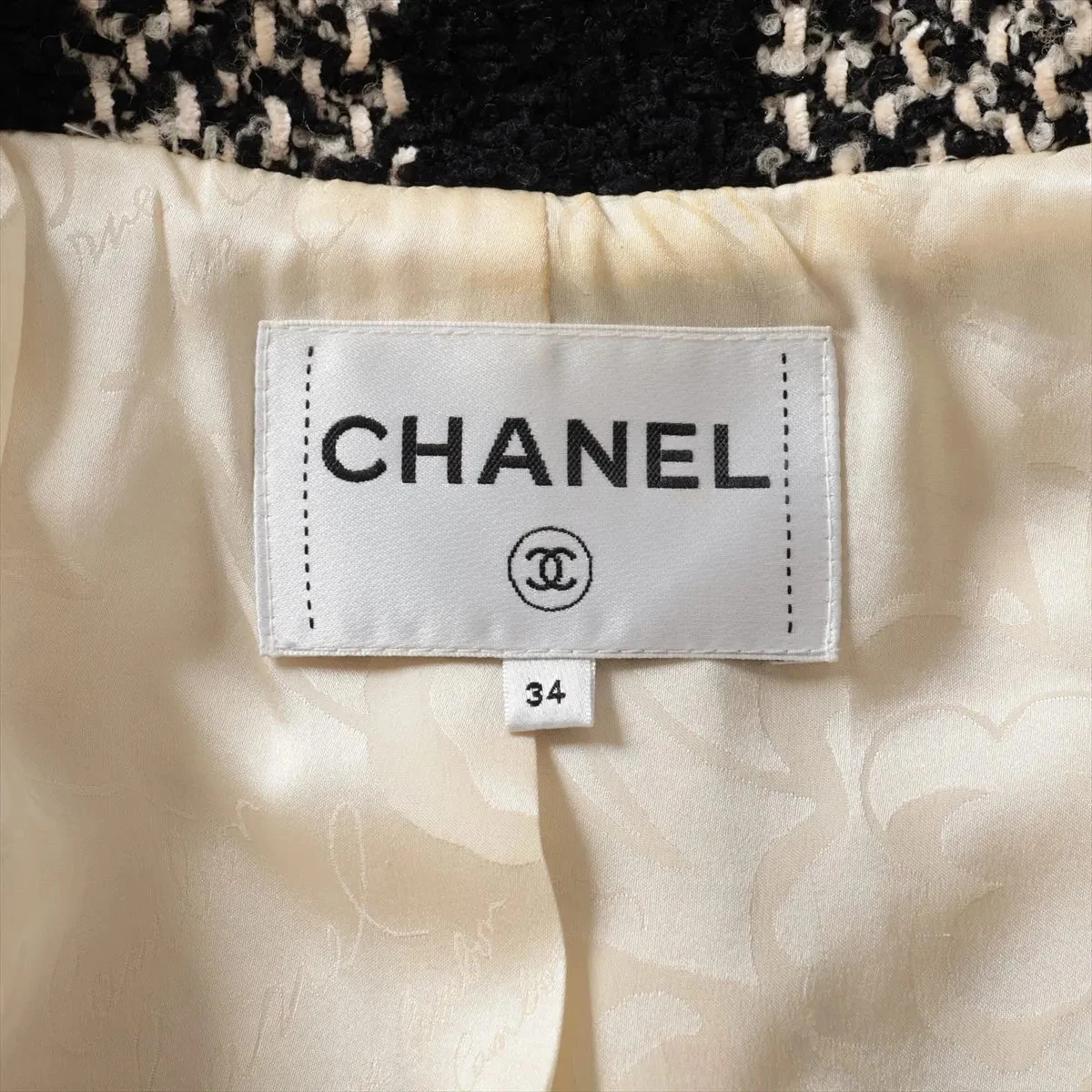 Cappotti Chanel Coco Bottoni Lana e Seta 34 Donna Beige x Nero P54393V37464 Twee