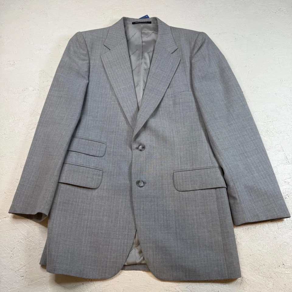 Yves Saint Laurent Wool Pinstripe Suit - Men's Gray Blazer & Pants Set Formal - Image 2 of 4