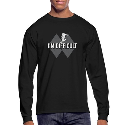 I'm Difficult Skiing Snowboarding Double Black Diamond Men's Long Sleeve T-Shirt