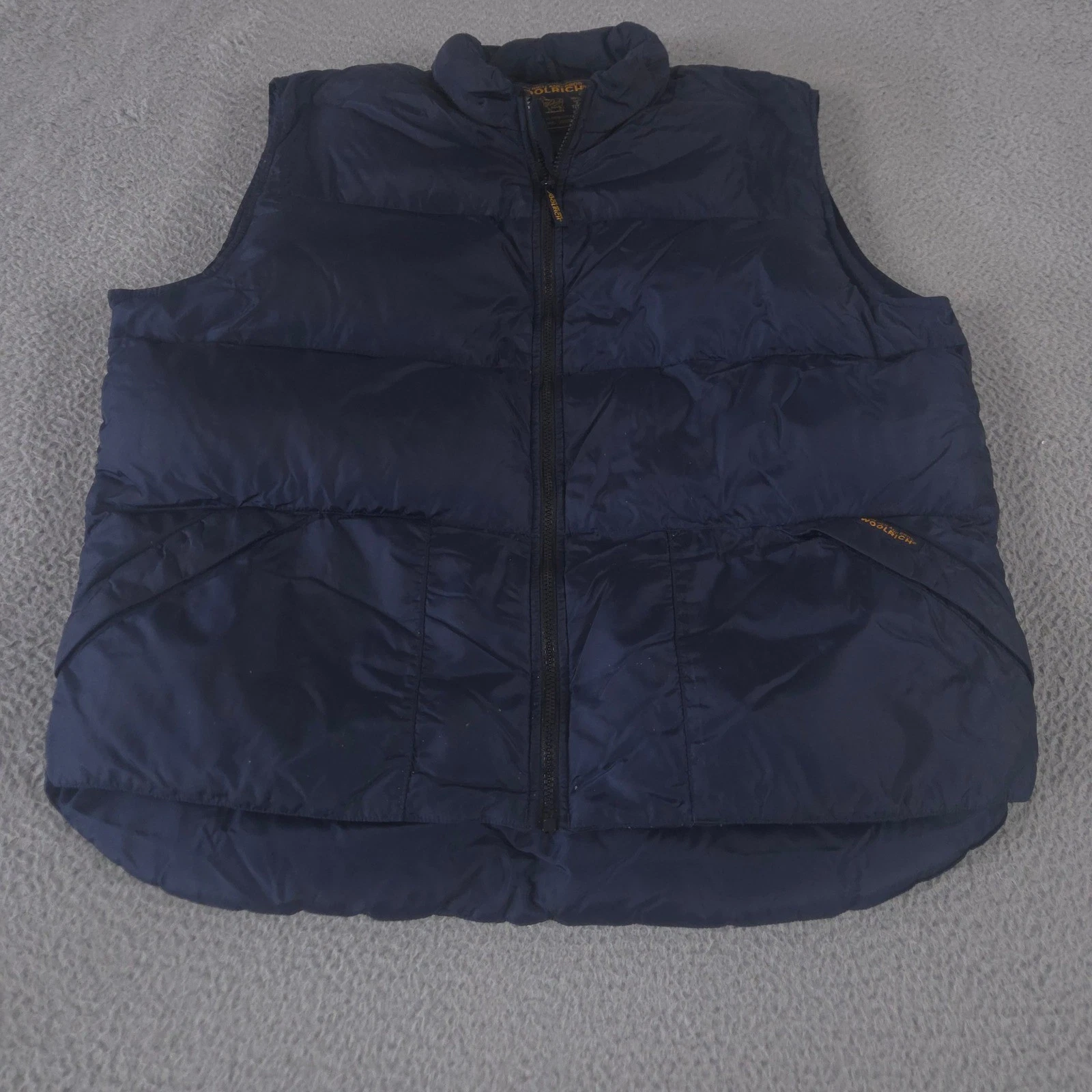 Woolrich Vest Mens L Navy Blue Duck Down Insulated Puffer Full Zip Quilted Warm