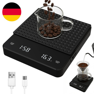 Wiederaufladbare Kaffeewaage Mit Timer, 0,1 G/3 Kg, Hochpräzise Espressowaage Mi