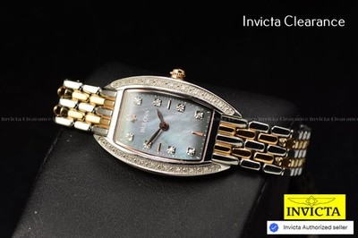 Bulova 98R232 Black Mother of Pearl Dial Two Tone 26 Diamonds Women's Watch