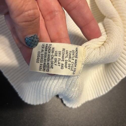 Vintage Yarnworks Ribbed Off White Ivory Sweater Womens Sz Large L Short Sleeve - Picture 7 of 8