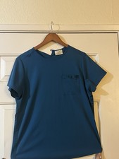 Whisperlite Blue Solid Pattern Unisex Medical Scrubs Top Uniform Size M Medium