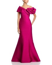 Rickie Freeman Teri Jon One Shoulder Mermaid Evening Gown Berry Pink Size 6