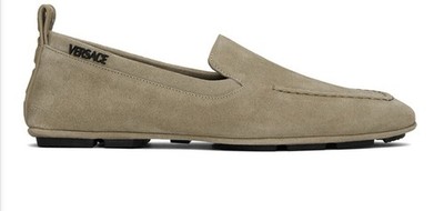NIB Authentic Versace Villa Driver Loafers Taupe Suede Size EU46 US13 $795