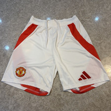 Image of White Manchester United Away Football Shorts Men's Size S