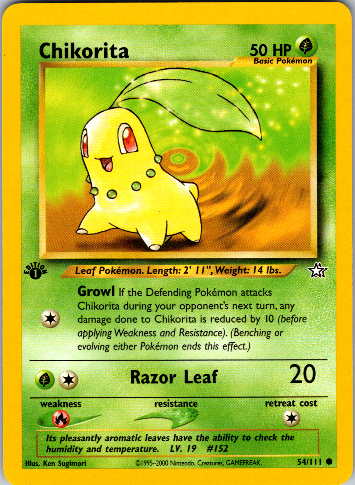 Chikorita 1st Edition 54/111 N1: Neo Genesis Common - NM