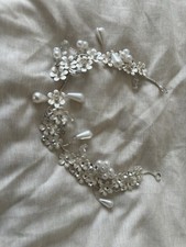 Bridal Headpiece Silver Pearls Flower Hair for Wedding, Accessories 10  