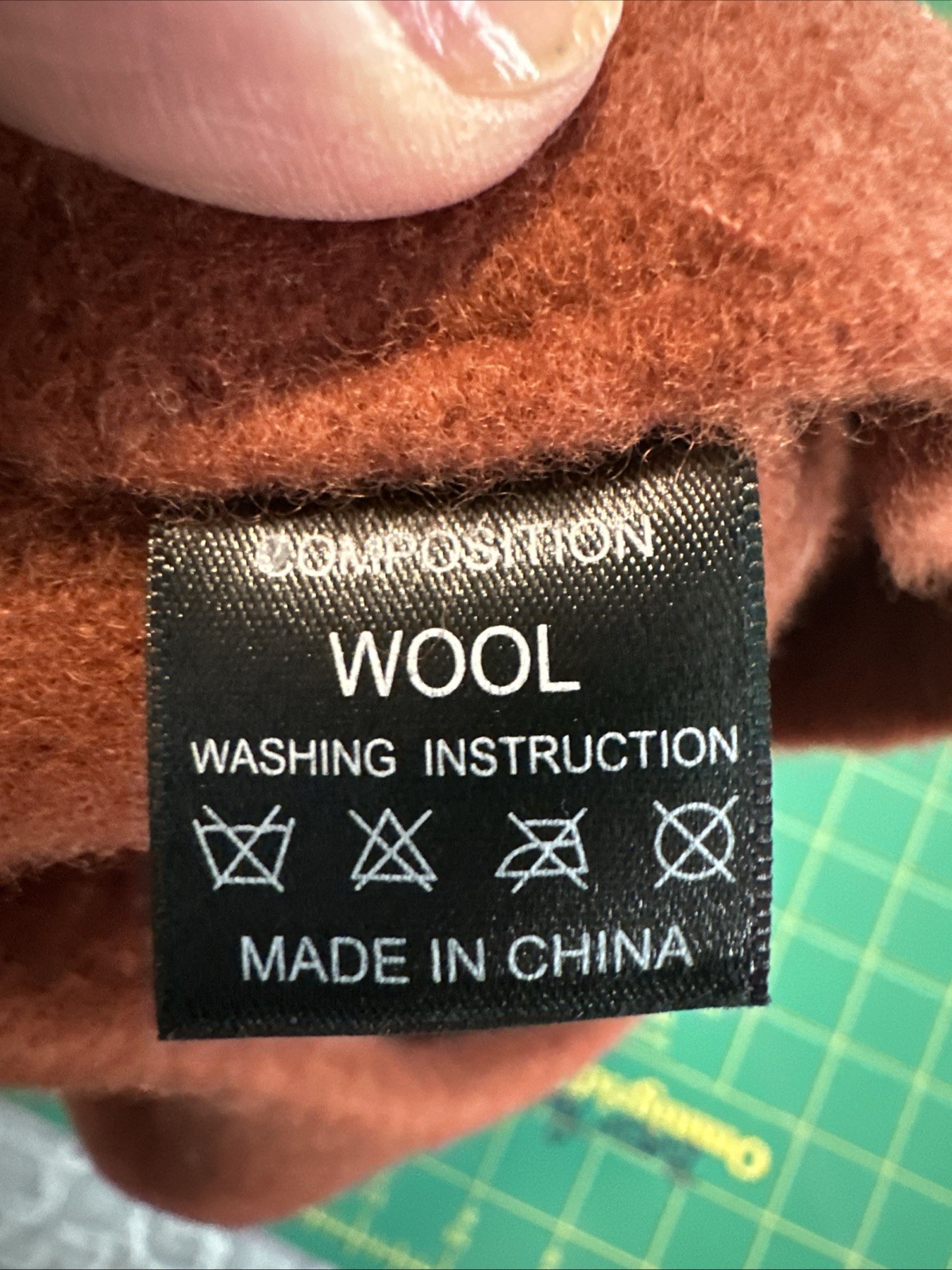 composition wool rust colored beret hat with cat … - image 7