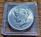1923 Silver Peace Dollar In Old Case. Beautiful Coin.