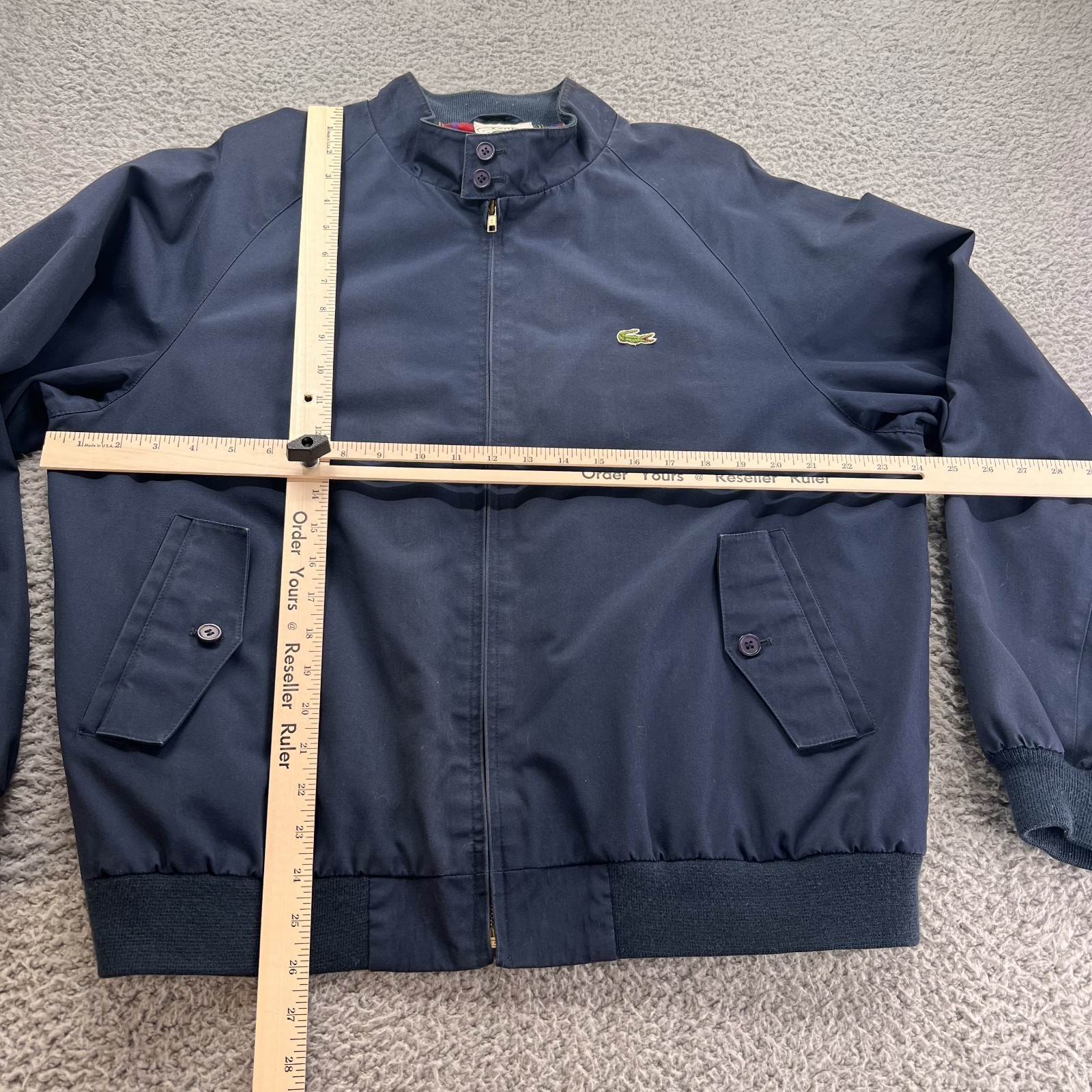 VTG Izod Lacoste Harrington Jacket Men's Size XL Plaid Lined Alligator Zip Blue thumbnail 13