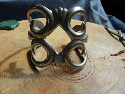 Large Sandcast Sterling Silver Cuff Bracelet Navajo 