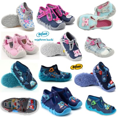 Befado girls boys kids canvas trainers shoes nursery baby slippers 2-12 UK