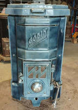 Poêle Godin N° 136 Bleu prêt à chauffer