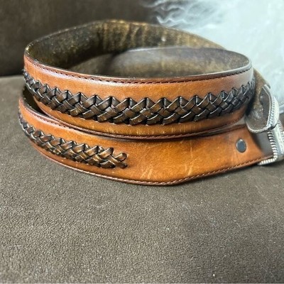 Tony Lama vintage genuine leather belt with braided center  display picture 3