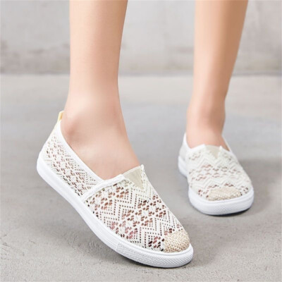 Sportliche Damen Ballerinas Stoff Slipper Sneaker Flats Schnürer Freizeitschuhe 