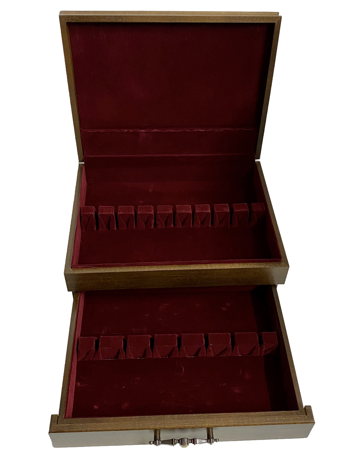 Flatware Silverware AntiTarnish Wood Wooden Storage Box Chest w/Drawer