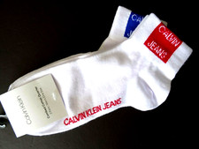 2 PAIRS : CALVIN KLEIN White Quarter SOCKS Leisure Sports ADULT 6.5-11 40-46 CK9