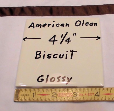 1 pc. Glossy Ceramic Tile *Biscuit Color* by American Olean 4-1/4'' New Stock