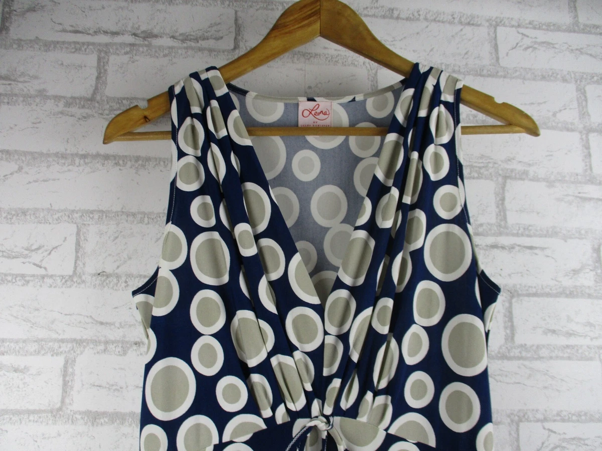 Leona Edmiston womens maxi dress 10 black grey white circle print