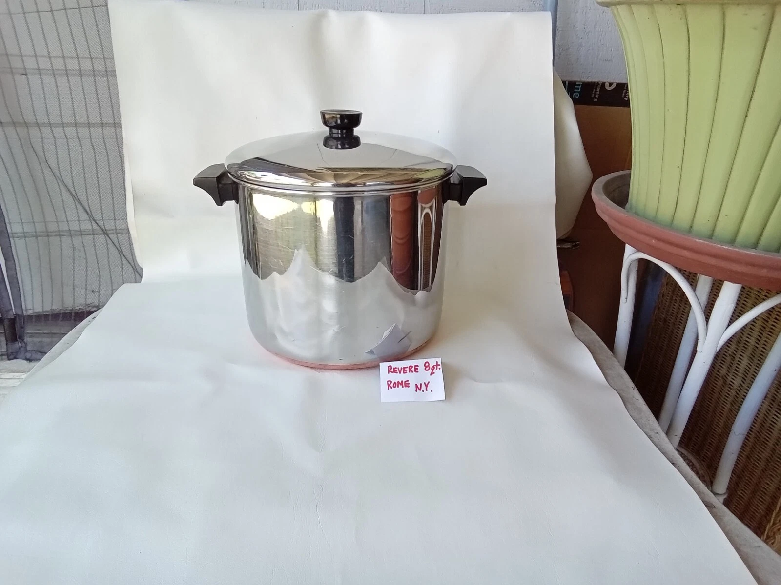 REVERE WARE COPPER CLAD S/STEEL COOKWARE ROME N.Y. STOCK POT 8 QT SIZE W-LID...