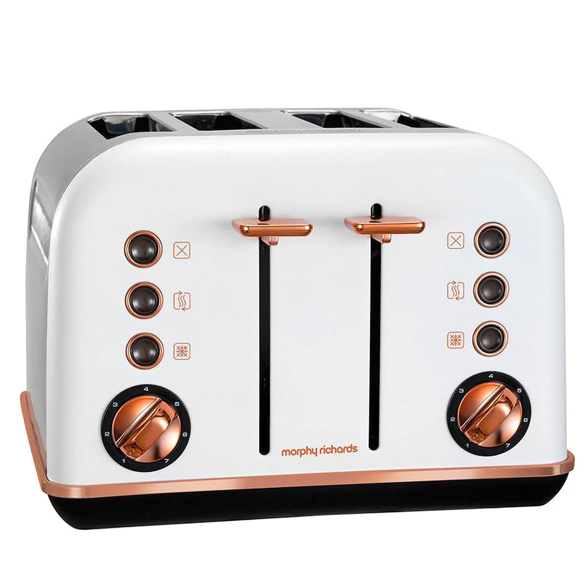 Morphy Richards White Rose Gold 1.5L Pyramid Kettle and 4 Slice Toaster