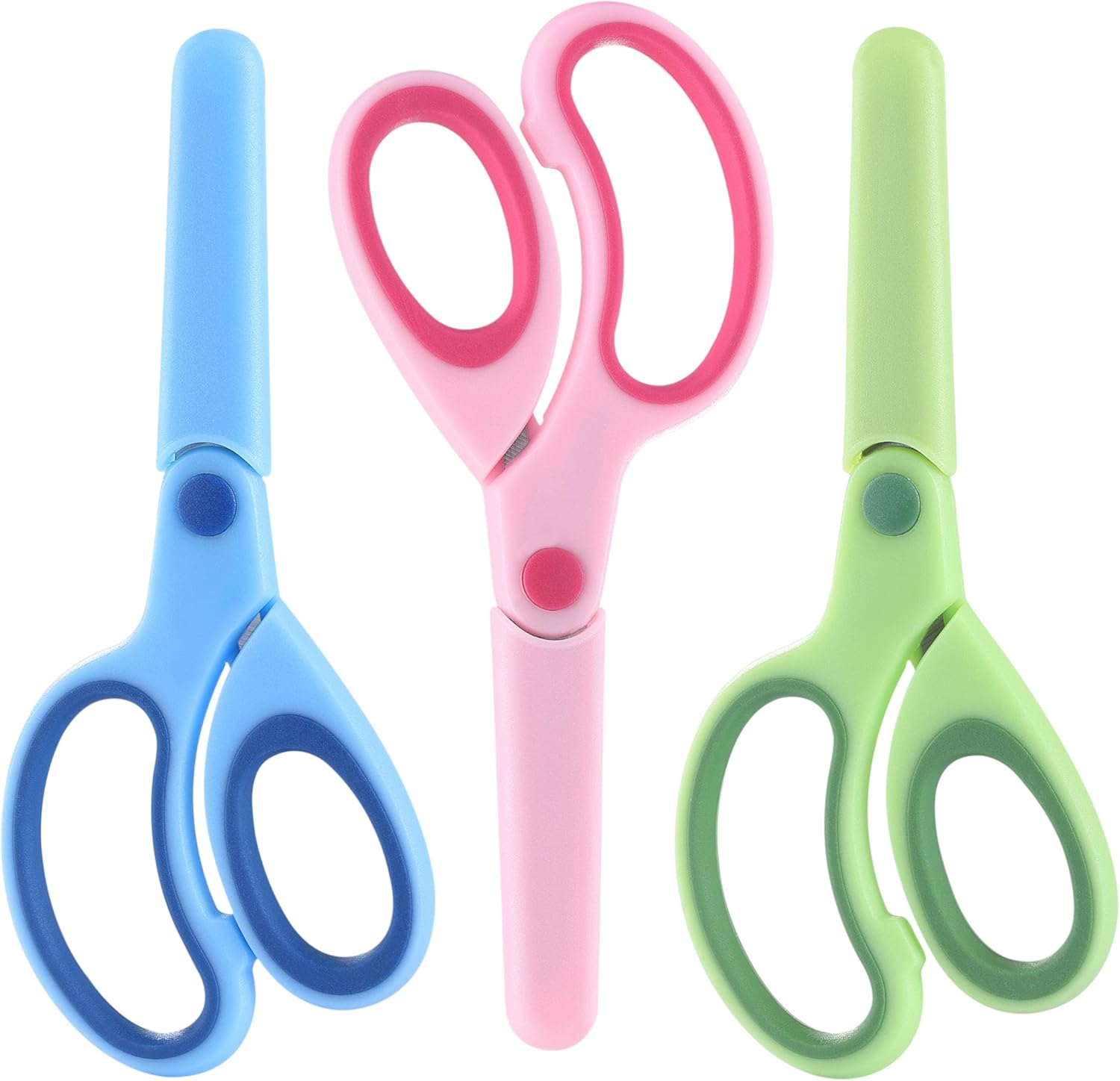 3PCS Left Handed Scissors for Kids, MONGSEW 5.3 Inch Safety Toddler Children Pre