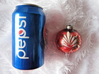 Vintage 2.25" Mercury Glass Round Ball Red with White Design Christmas Ornament — photo 7