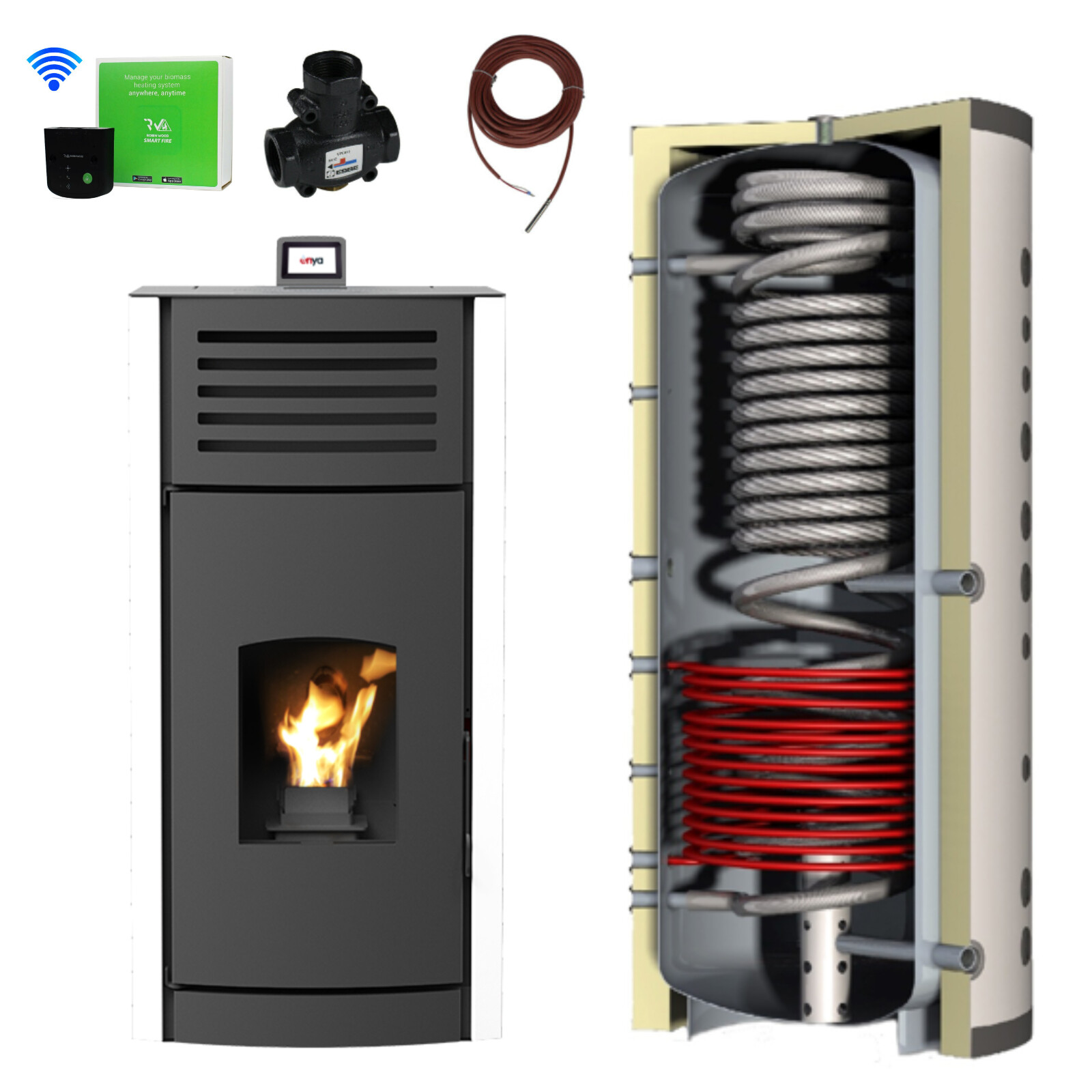 Pellet Oven / Heating 18 Kw White With Hygiene-Pufferspeicher Heater