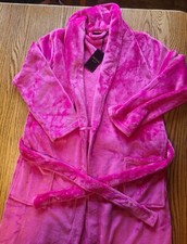 Womens Fleece Robe with Shawl Collar Plush Soft Warm Long Spa Night Bathrobe