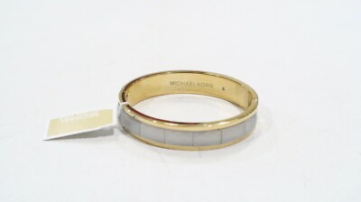NWT Michael Kors Watch Alignment Bangle White/ Gold Tone  display picture 3