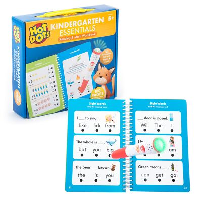 Kindergarten Flash Cards Learning Kit with Hot Dots Pen Reading Math Skills