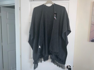 ITALY MODA LADIES GREY SHAWL ACRYLIC WOOL MOHAIR MIX NEW TAGS
