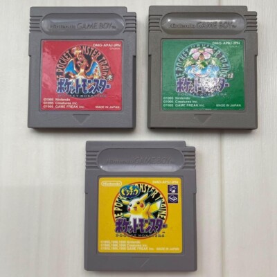 Nintendo Game Boy POKEMON Red Green Yellow 3 Piece Set Retro Game 