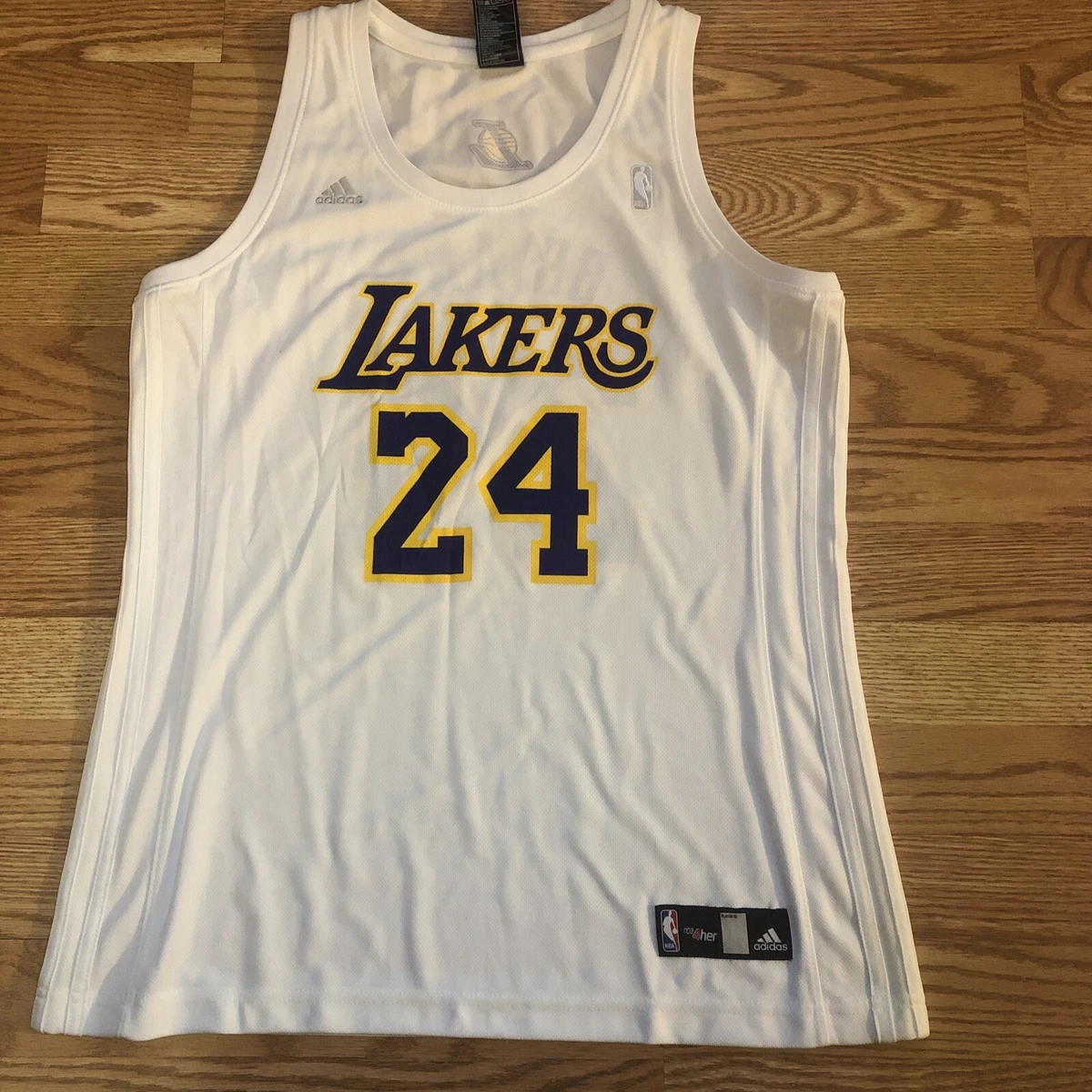 Lakers Kobe Bryant 24 NBA4her White Jersey Adidas Size Large NBA Patch Cute  RARE