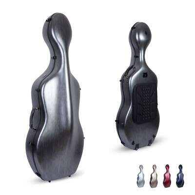 Crossrock Poly Carbon Composite Case fits 4/4 Size Cello-with Wheels-Black