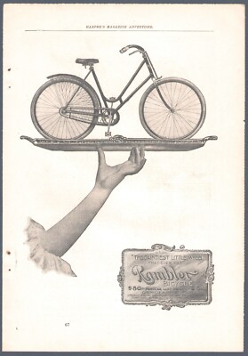 1897 Antique print-ad - Gormully & Jeffery Mfg., Rambler Bicycle Chicago Boston